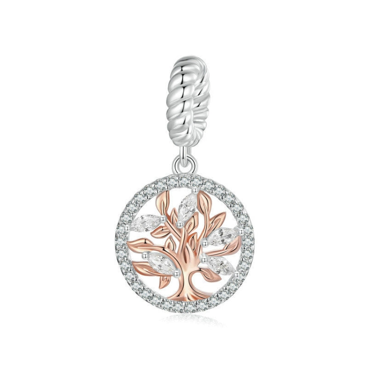 S925 Sterling Silver Rose Gold Tree Of Life Pendant DIY Beads My Store