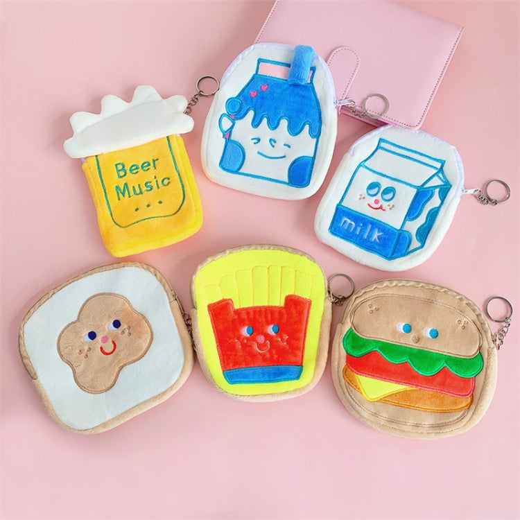 Cute Breakfast Cartoon Wallet Coin Lipstick Data Cable Storage Bag Purse My Store