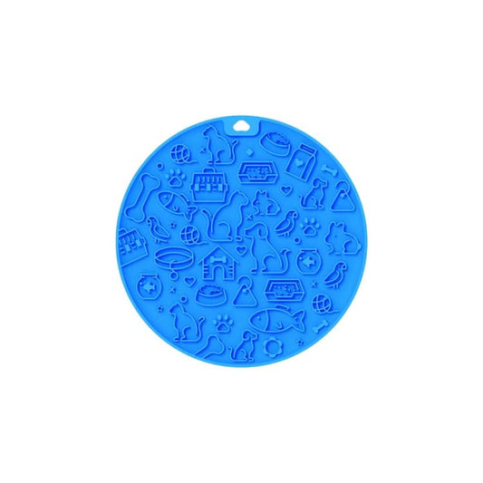 7 Inch Pet Licking Mat with Suction Cups Non-Slip Slow Feeding Mat for Dogs & Cats(Blue)-Reluova