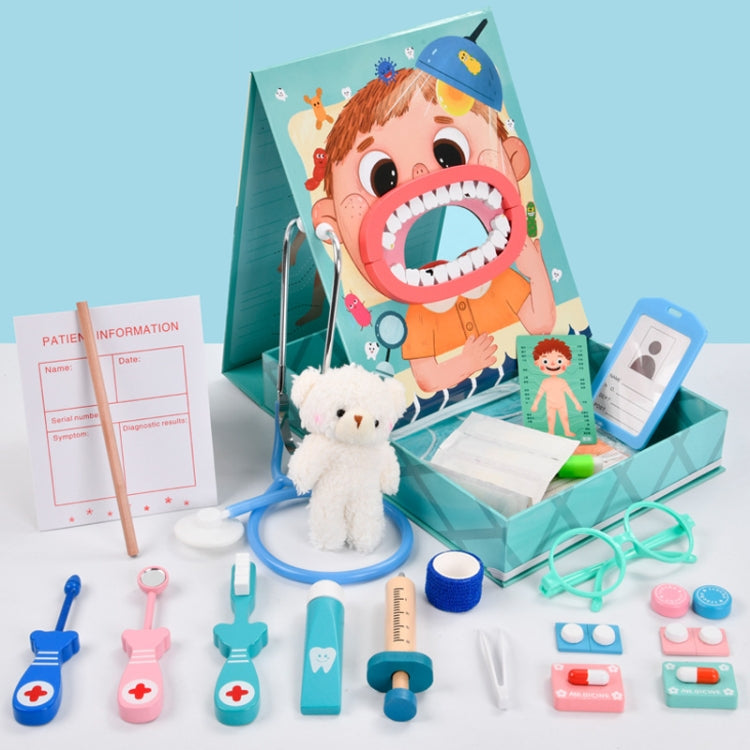 Wooden Children Oral Dentistry Simulation Dentist Set Pretend Play Medical Toy Reluova