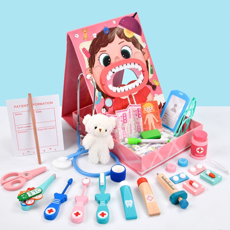 Wooden Children Oral Dentistry Simulation Dentist Set Pretend Play Medical Toy