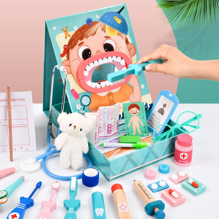 Wooden Children Oral Dentistry Simulation Dentist Set Pretend Play Medical Toy Reluova