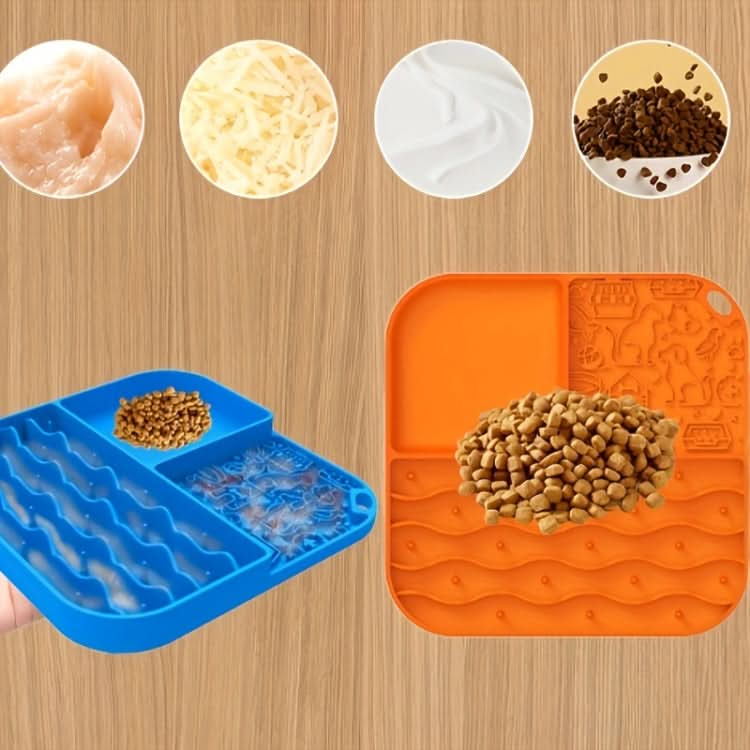 3 Grid Pet Licking Mat With Suction Cups  Dog Slow Food Plate(Orange)-Reluova