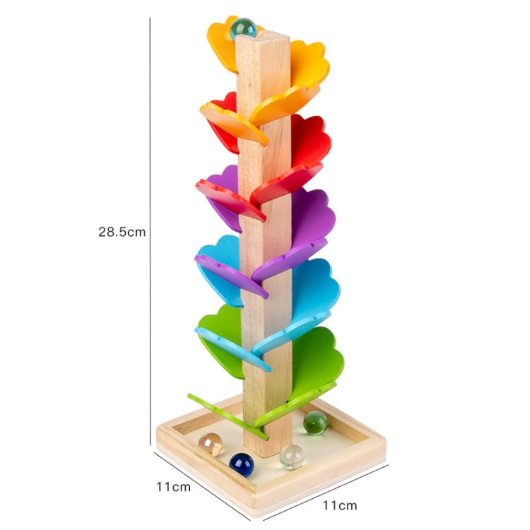 Rainbow Fallen Leaves Rollerball Tree Game Color Cognition Early Learning Fun Assembly Wooden Toy