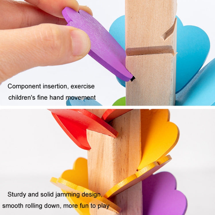 Rainbow Fallen Leaves Rollerball Tree Game Color Cognition Early Learning Fun Assembly Wooden Toy