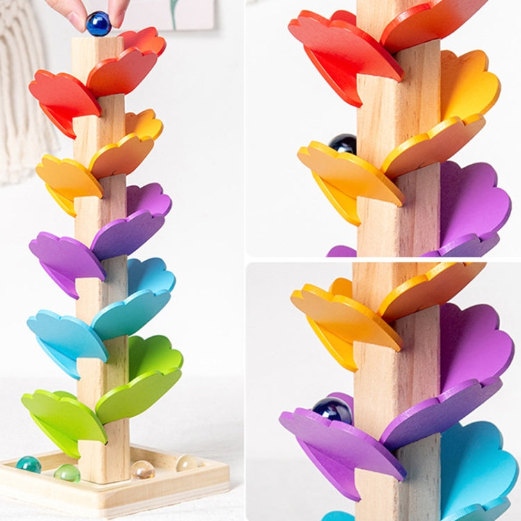 Rainbow Fallen Leaves Rollerball Tree Game Color Cognition Early Learning Fun Assembly Wooden Toy