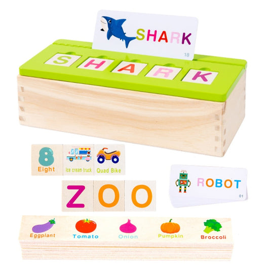 English Words Numbers Fruit Cognition Enlightenment Puzzle Wooden Toys Early Learning Matching Box