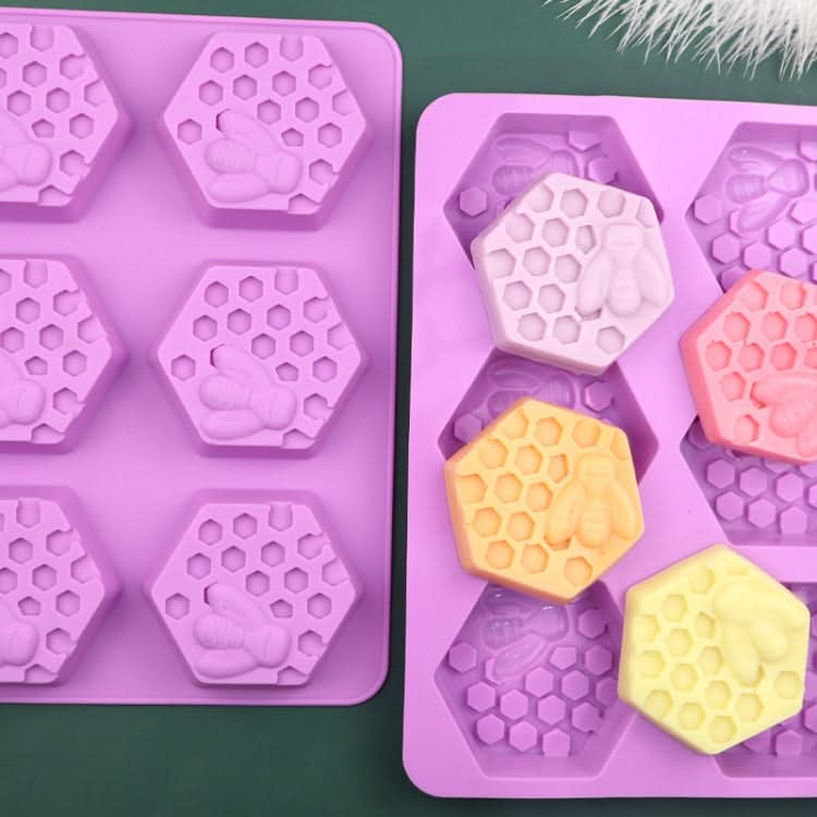 6 Grids Bee Hive Silicone Cake Molds Handmade Aroma Soap Mould-Reluova