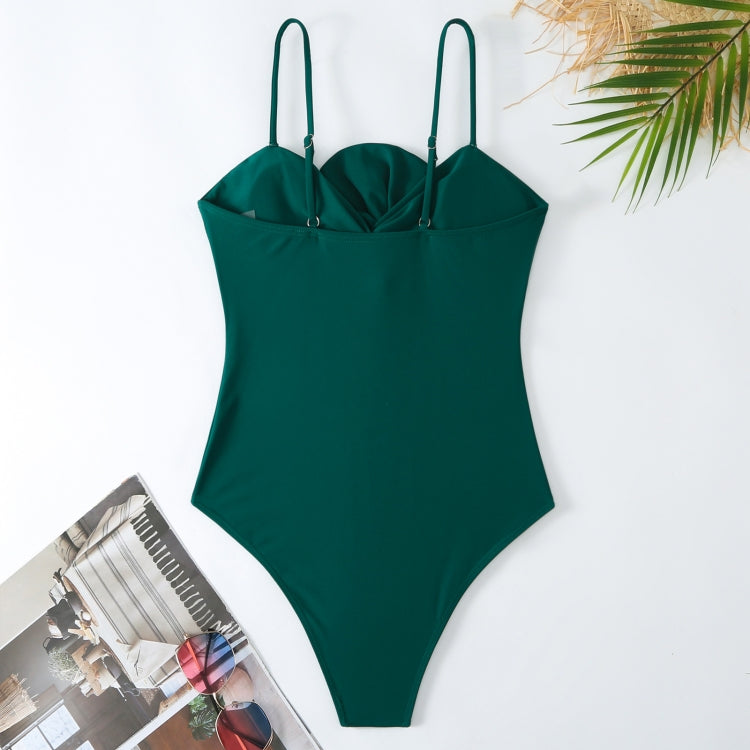 Bow-knot Solid Color One-Piece Swimsuit Retro Belly-covering Slimming Swimsuit