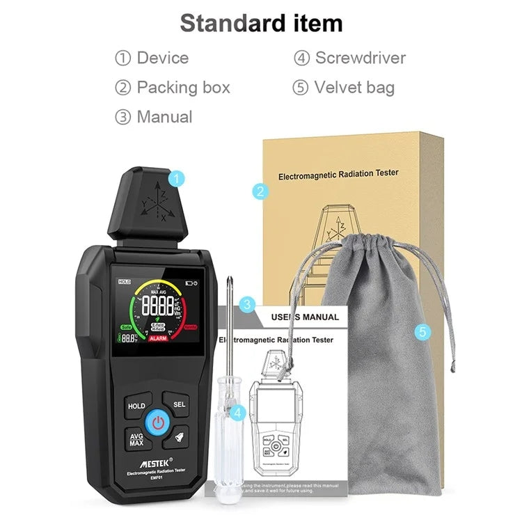 MESTEK  EMF01 Electromagnetic Radiation Detector Highly Sensitive 3-Axis Sensing Probe Reluova