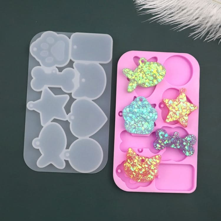 8 Grids Cats Paw Pentagram Love Fish Molds Silicone Drip Mould-Reluova