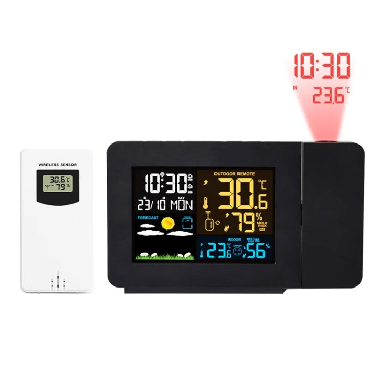 Household Color Screen Temperature And Humidity Meter Weather Forecast Projection Clock My Store