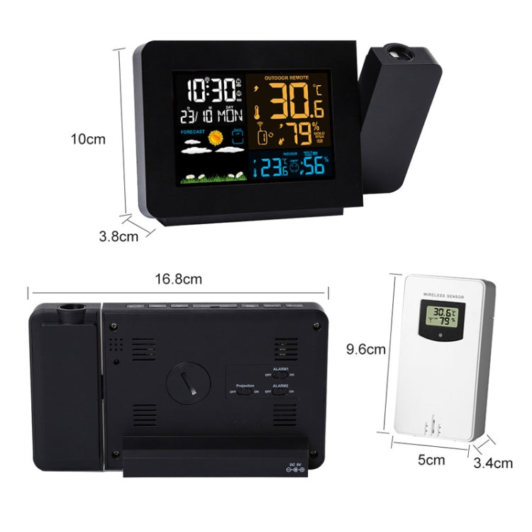 Household Color Screen Temperature And Humidity Meter Weather Forecast Projection Clock My Store