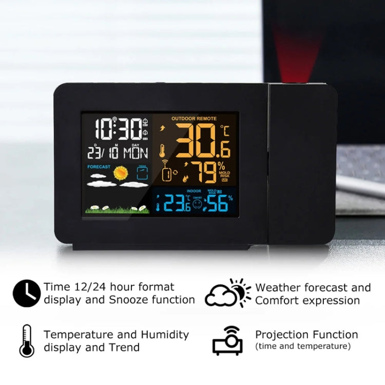 Household Color Screen Temperature And Humidity Meter Weather Forecast Projection Clock My Store