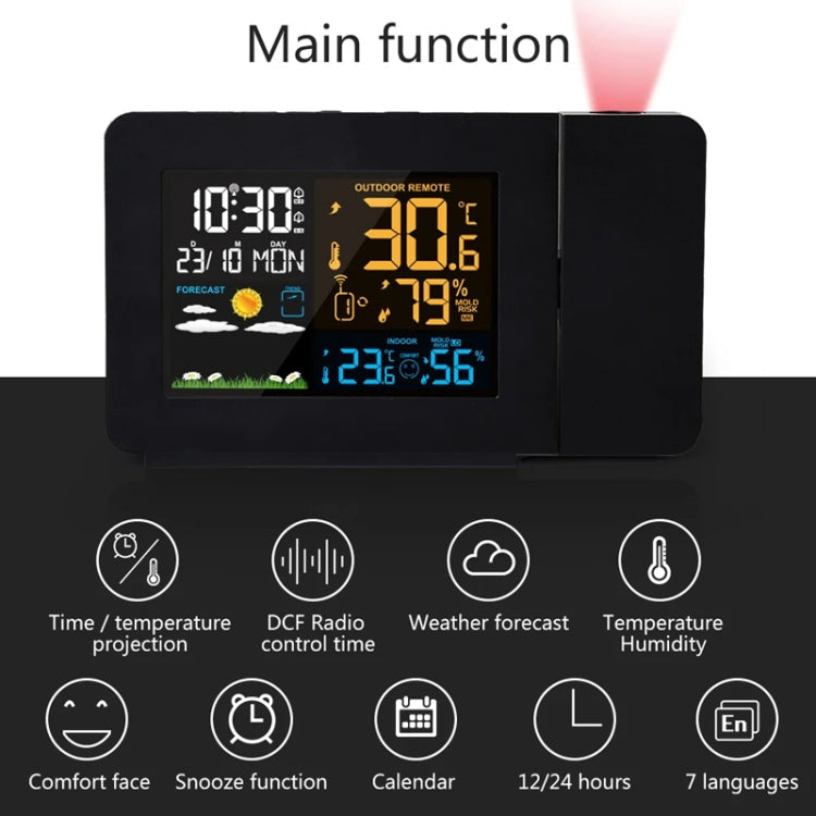 Household Color Screen Temperature And Humidity Meter Weather Forecast Projection Clock My Store