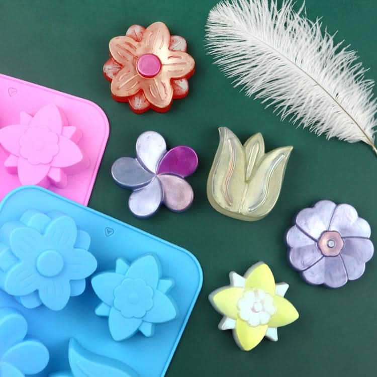 6 Grids Flower Silicone Baking Cake Molds DIY Handmade Soap Mould-Reluova