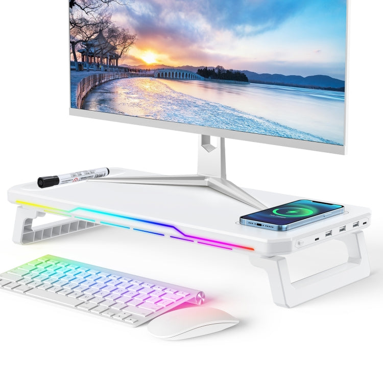 RGB Computer Monitor Stand Riser 3 USB 2.0 +1 Type-C Ports