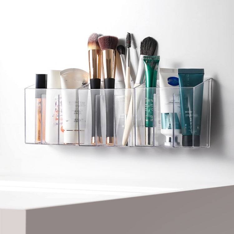 3-Compartment Clear Plastic Organizers Wall-Mounted Cosmetic Storage Box-Reluova