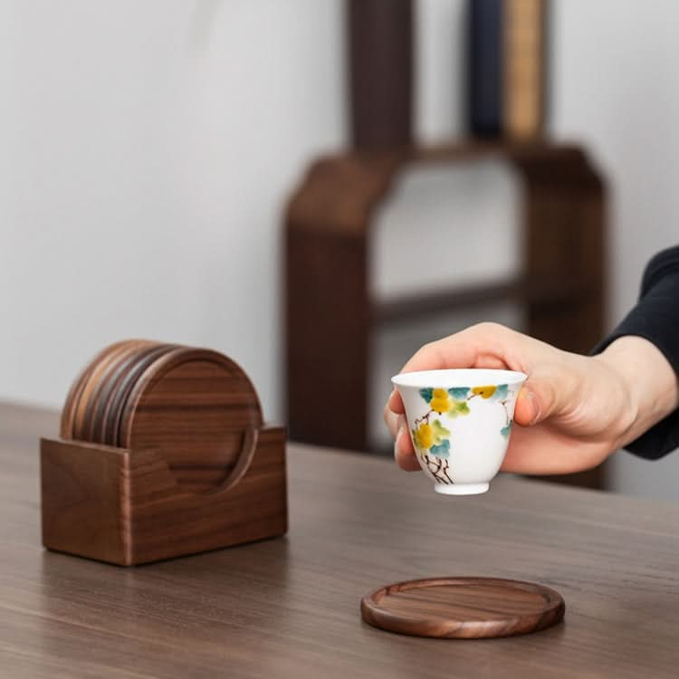 6pcs /Set Walnut Coaster Wooden Tea Ceremony Tray Coffee Cup Solid Wood Insulation Pad-Reluova