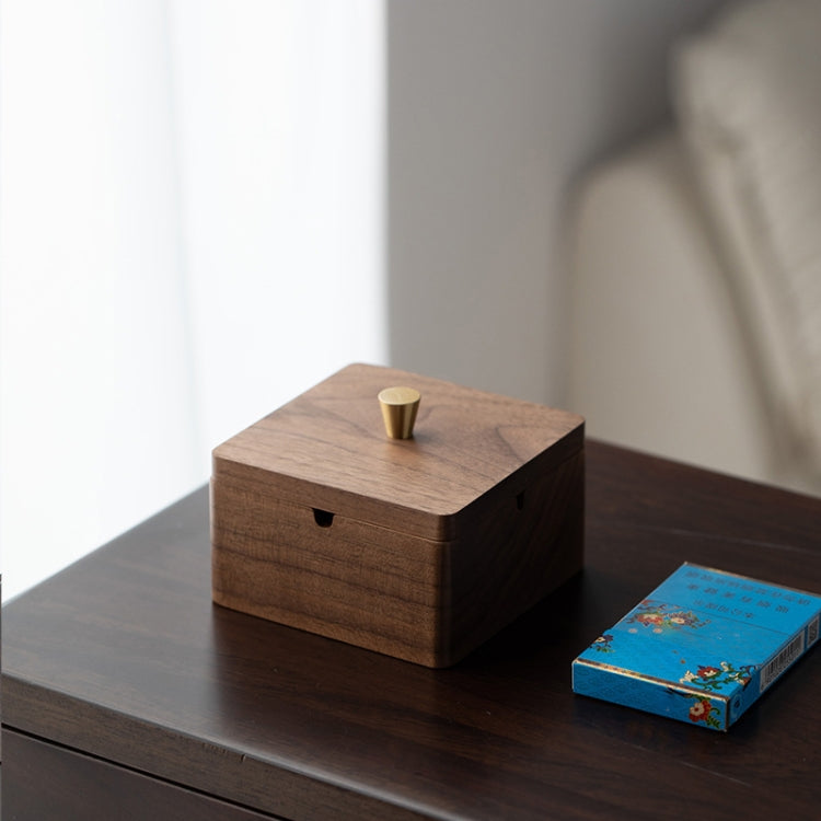 Walnut Ashtray Solid Wood With Lid Ashes Holder for Smokers