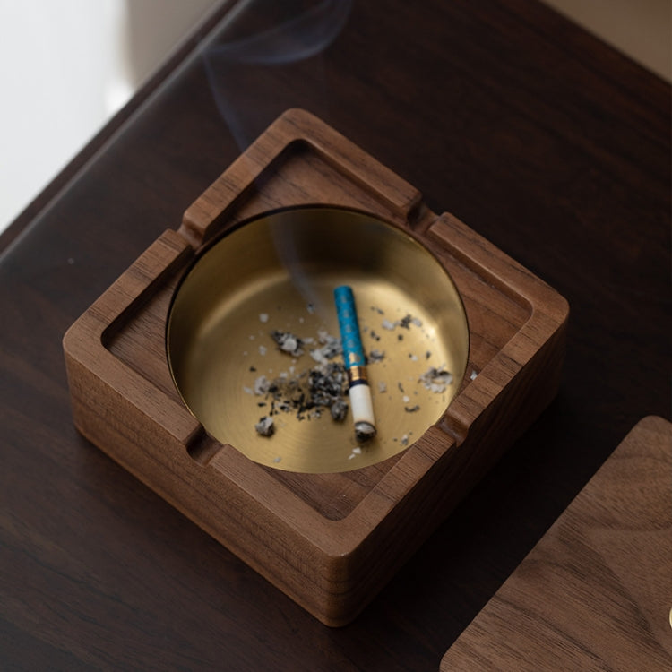 Walnut Ashtray Solid Wood With Lid Ashes Holder for Smokers