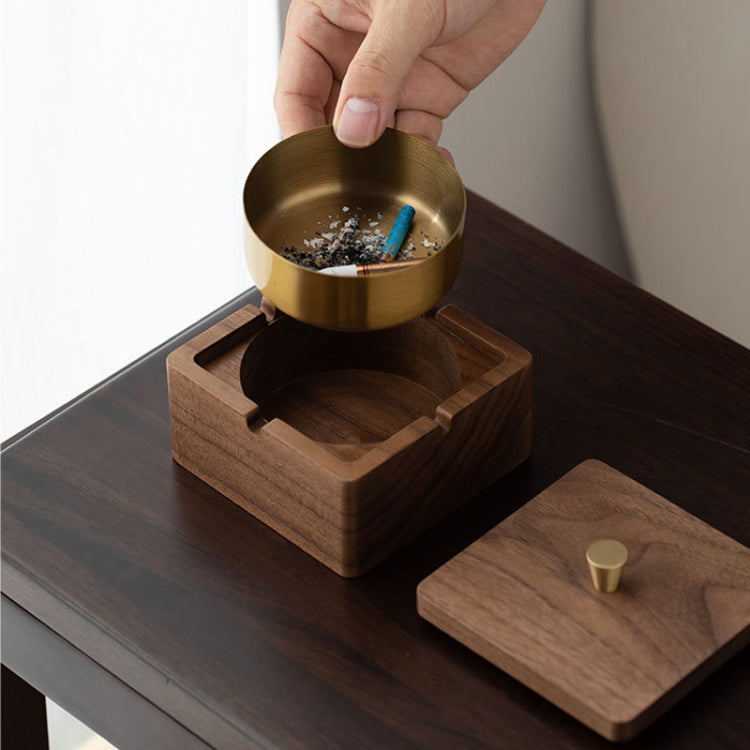 Walnut Ashtray Solid Wood With Lid Ashes Holder for Smokers