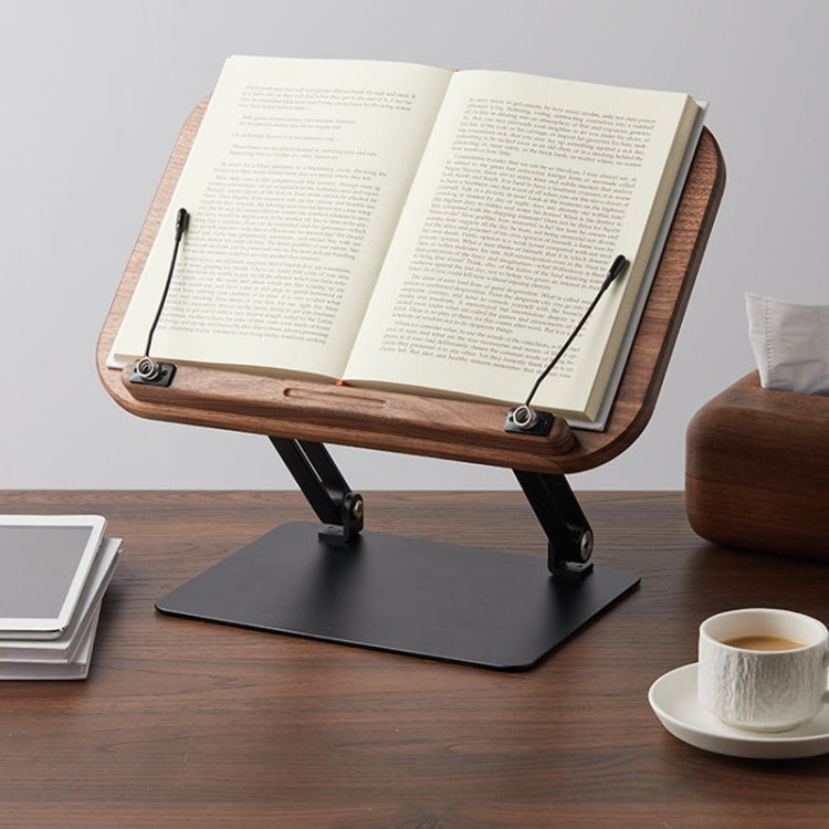 Walnut Book Reading Stand Height Adjustable Desktop Holder for Laptop,Recipe,Textbook