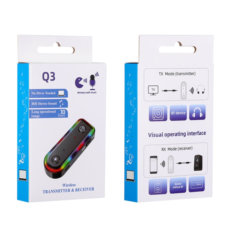 Q3 2-in-1 RGB Light Bluetooth Audio Receiver Launcher Car Audio Adapter ÎҵÄÉ̵ê