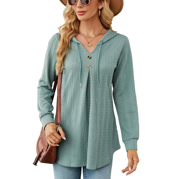 Autumn Winter V-Neck Loose Long Sleeve Hooded Sweatshirt Women Outerwear My Store