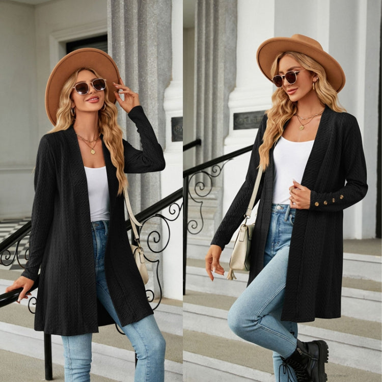 Autumn And Winter Women Button Long Sleeve Loose Cardigan Jacket