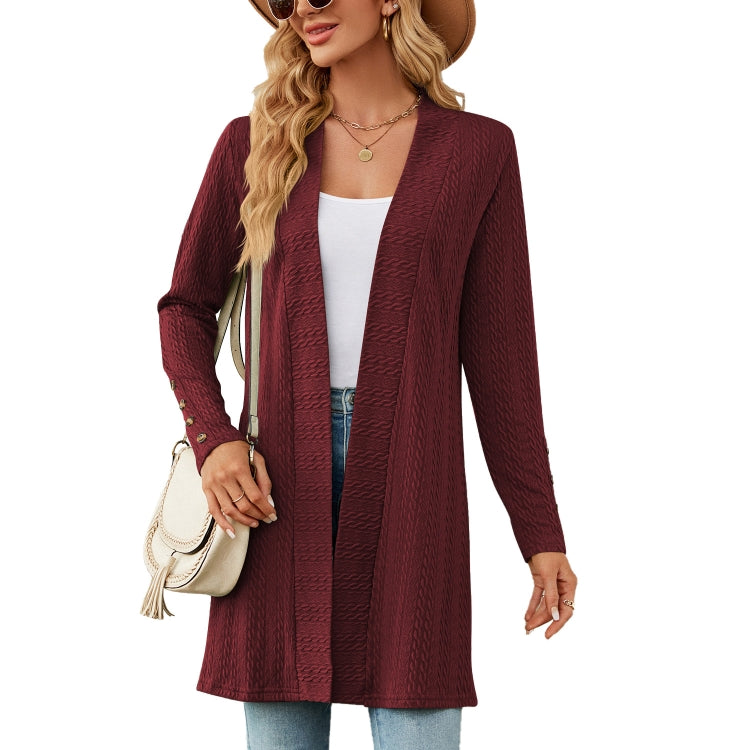 Autumn And Winter Women Button Long Sleeve Loose Cardigan Jacket