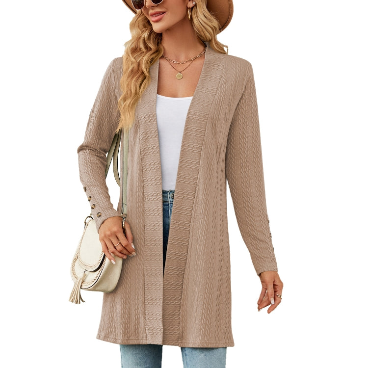 Autumn And Winter Women Button Long Sleeve Loose Cardigan Jacket