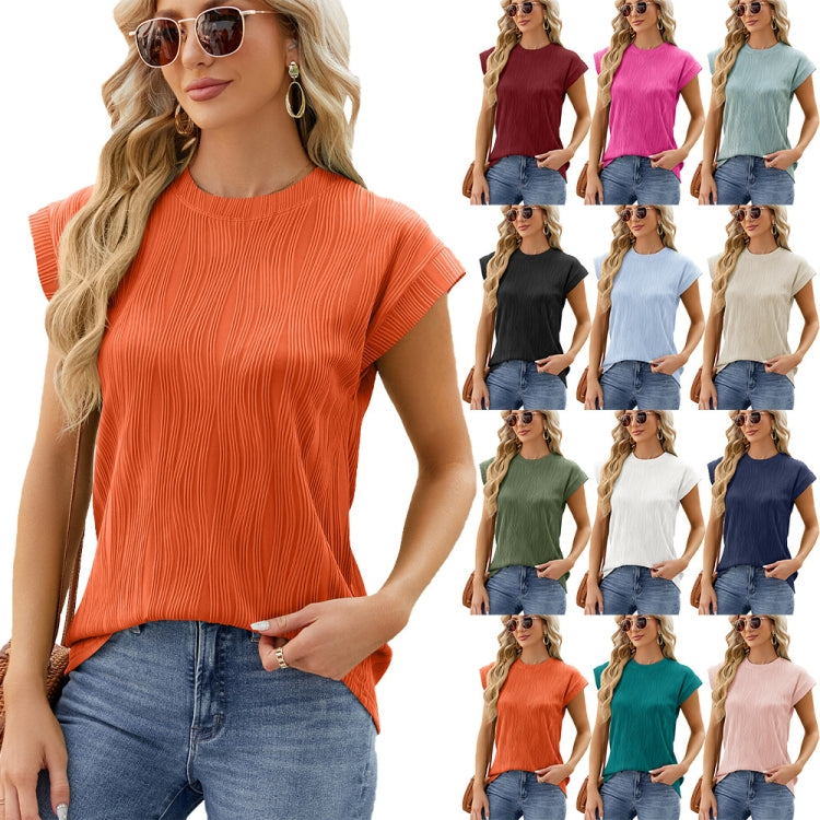 Ladies Summer Round Neck Loose Short Sleeve T-Shirt