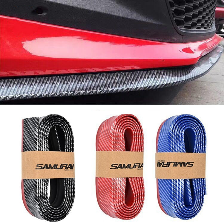 SAMURAI 2.5m Carbon Fiber Car Front Lip Anti-Collision Bumper Modification Strip Supplies