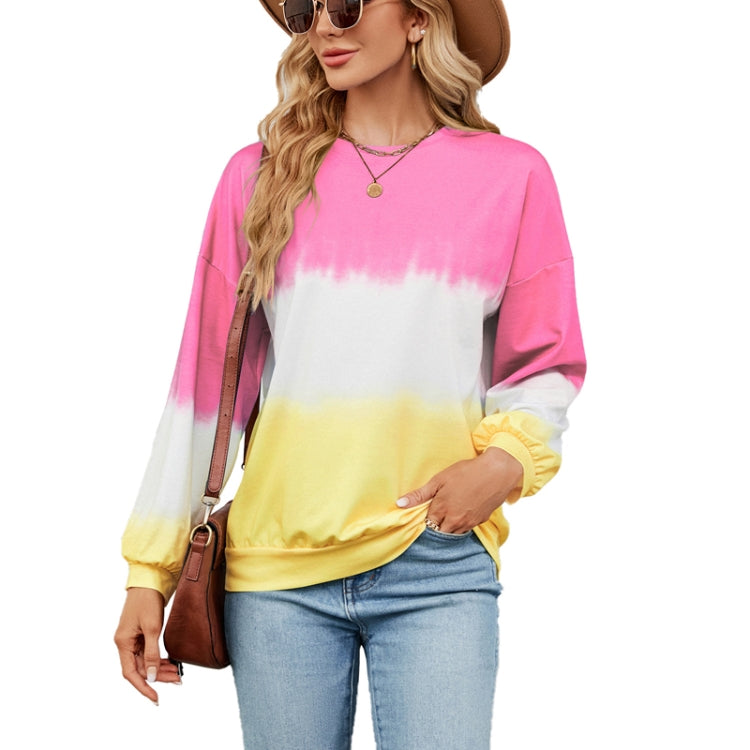 Ladies Autumn And Winter Tie-Dye Color Clash Round Neck Loose Long Sleeve Sweatshirt My Store