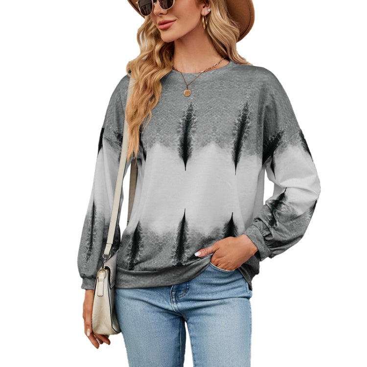 Ladies Autumn And Winter Tie-Dye Color Clash Round Neck Loose Long Sleeve Sweatshirt My Store