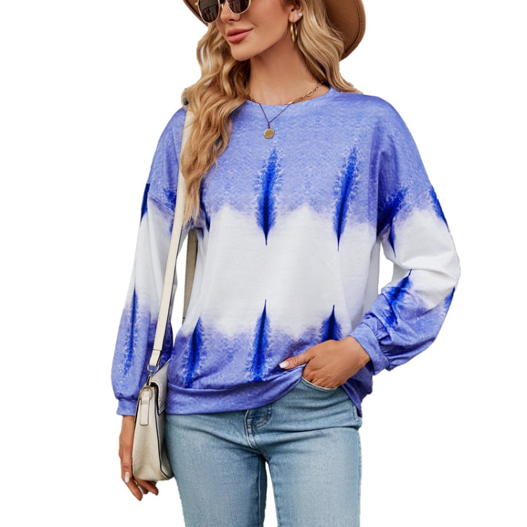 Ladies Autumn And Winter Tie-Dye Color Clash Round Neck Loose Long Sleeve Sweatshirt My Store