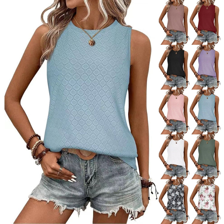 Women Spring Summer Round Neck Printed Vest T-Shirt Top My Store