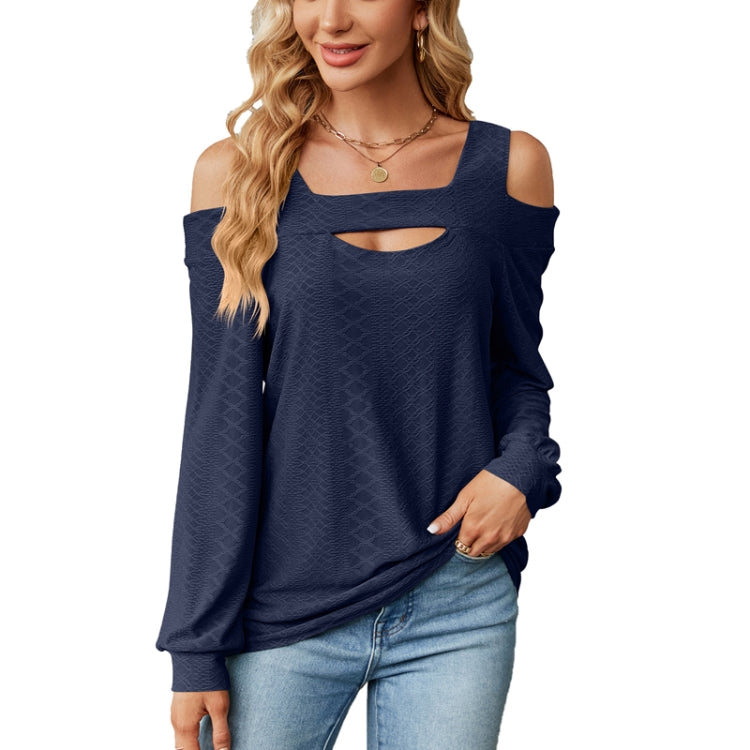 Ladies Autumn And Winter Solid Color Hollow Loose Long Sleeve T-Shirt Tops My Store