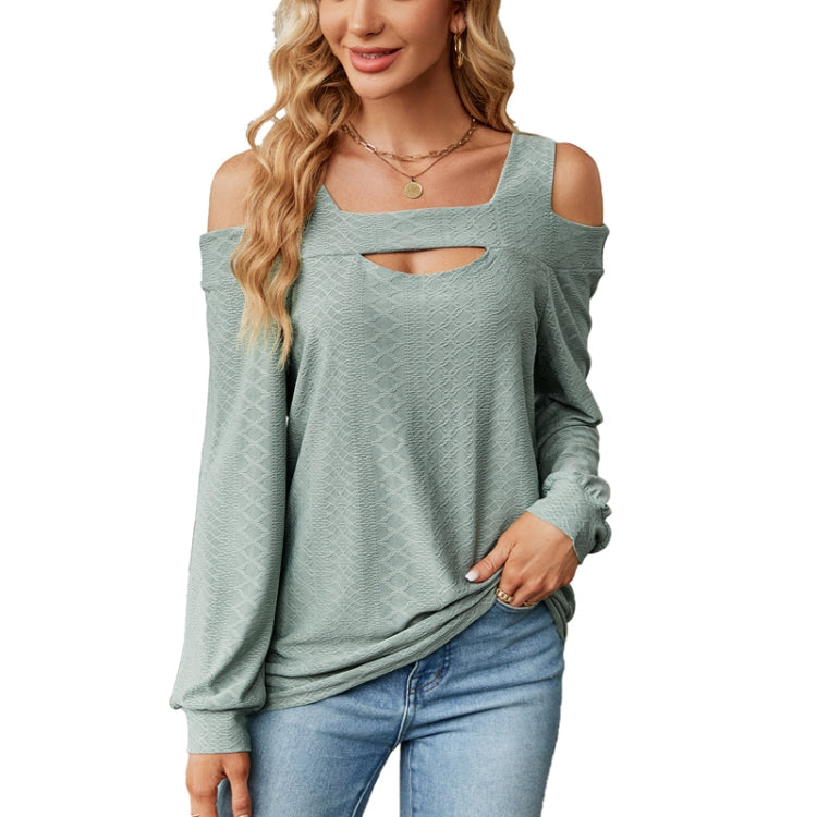 Ladies Autumn And Winter Solid Color Hollow Loose Long Sleeve T-Shirt Tops