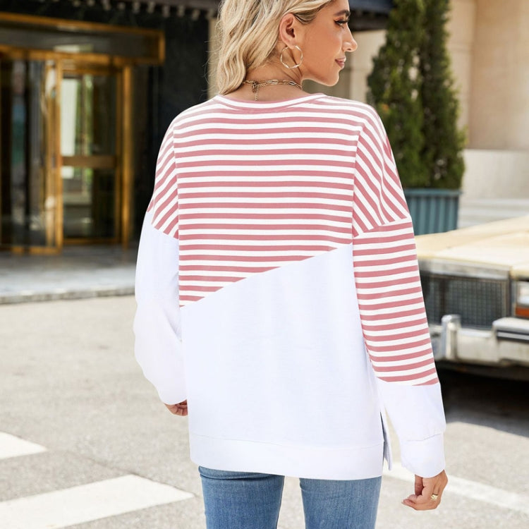 Women Casual Loose Fit Colorblock Striped Long Sleeve Sweatshirt Crew Neck Pullover Top for Fall Winter My Store