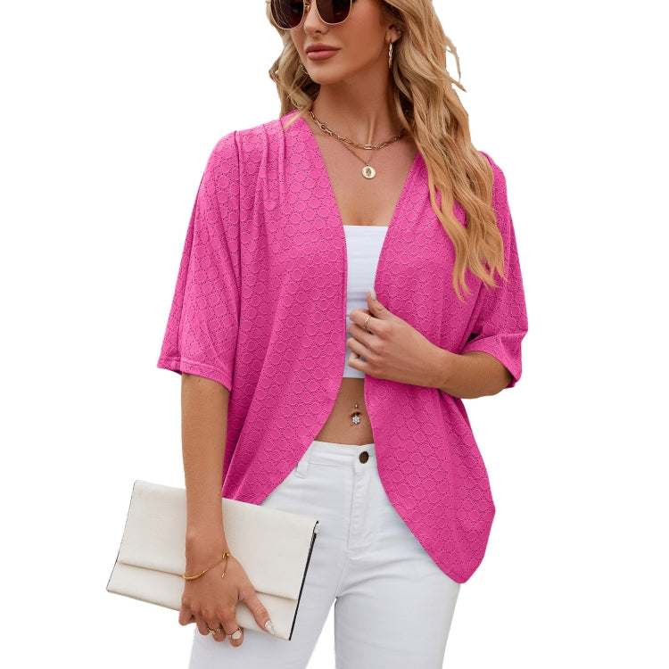 Women Spring Summer Solid Color Half-Sleeve Cardigan Knitwear Air Conditioning Outerwear