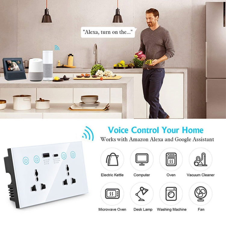 Graffiti Smart Socket With Switch USB+Type-C Dual Port Remote Control Socket, UK Plug