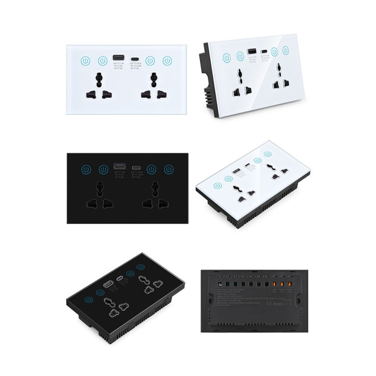 Graffiti Smart Socket With Switch USB+Type-C Dual Port Remote Control Socket, UK Plug Reluova