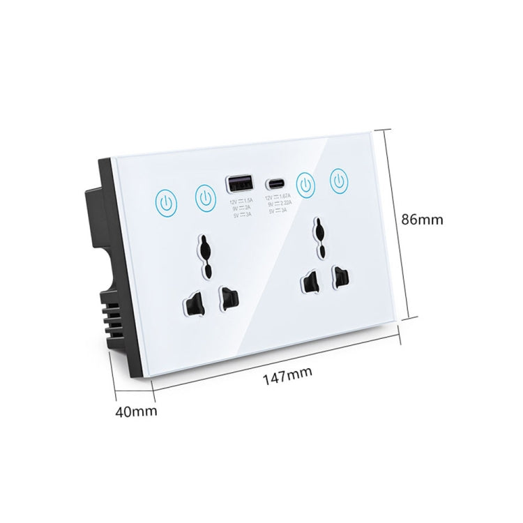 Graffiti Smart Socket With Switch USB+Type-C Dual Port Remote Control Socket, UK Plug Reluova