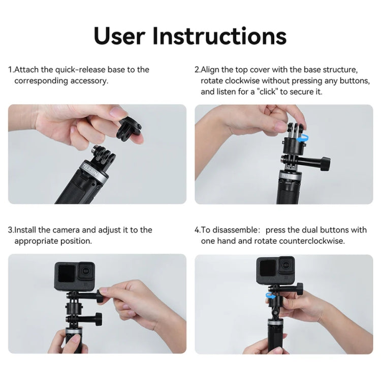 TELESIN CQM-001 Universal Magnetic Quick Release Adapter Kit For Sports Cameras