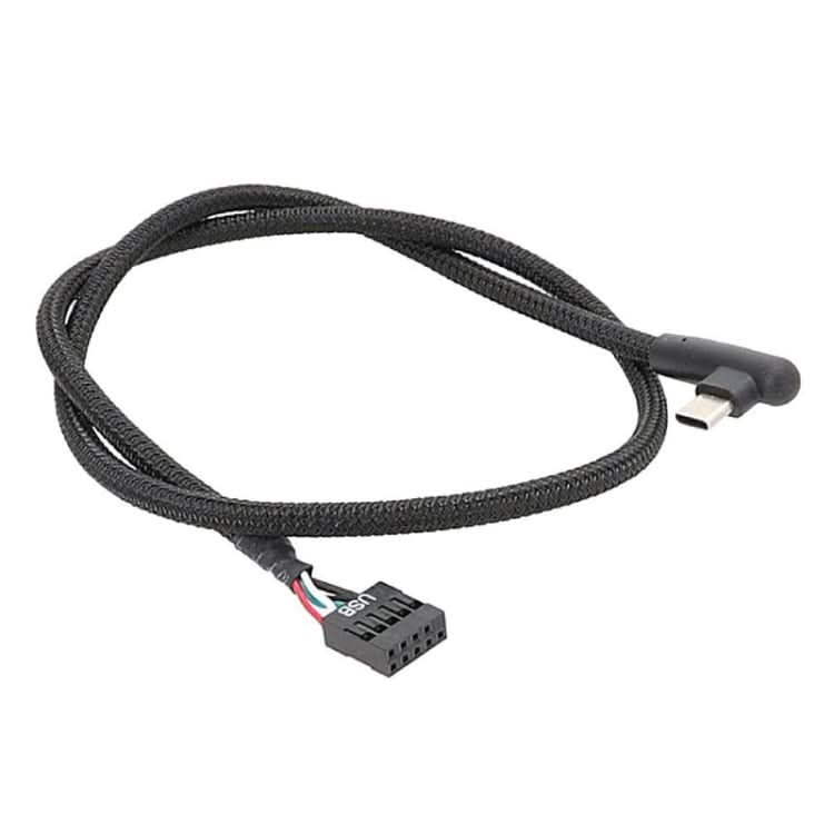 Motherboard USB 9Pin To Type-C Elbow Data Cable Braided Network Cable My Store