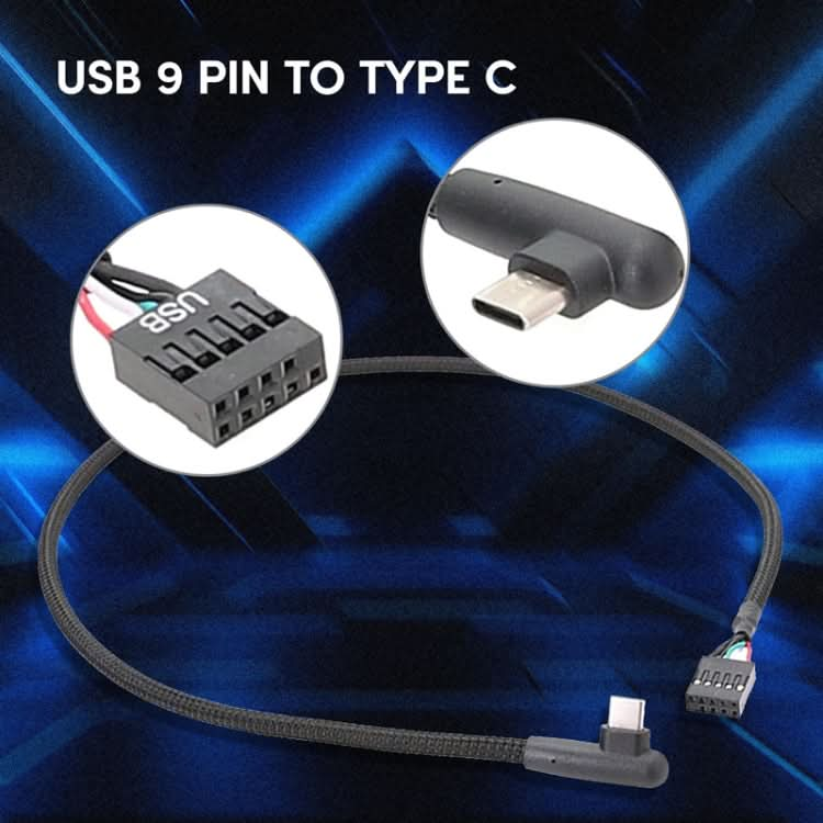 Motherboard USB 9Pin To Type-C Elbow Data Cable Braided Network Cable My Store