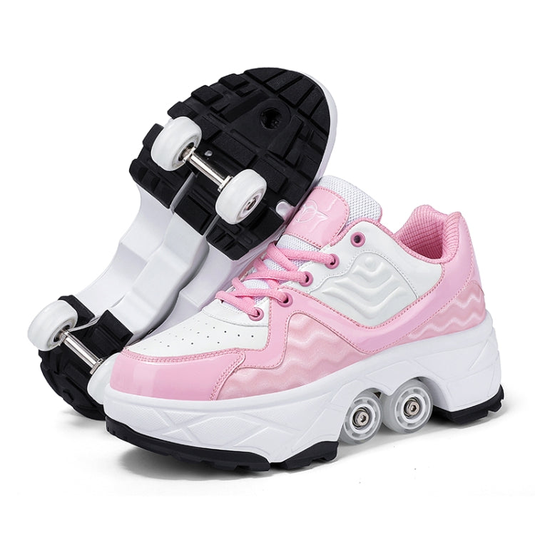 With Brakes Deformable Four-wheel Retractable Double-row Dual-purpose Roller Skates, Series 1