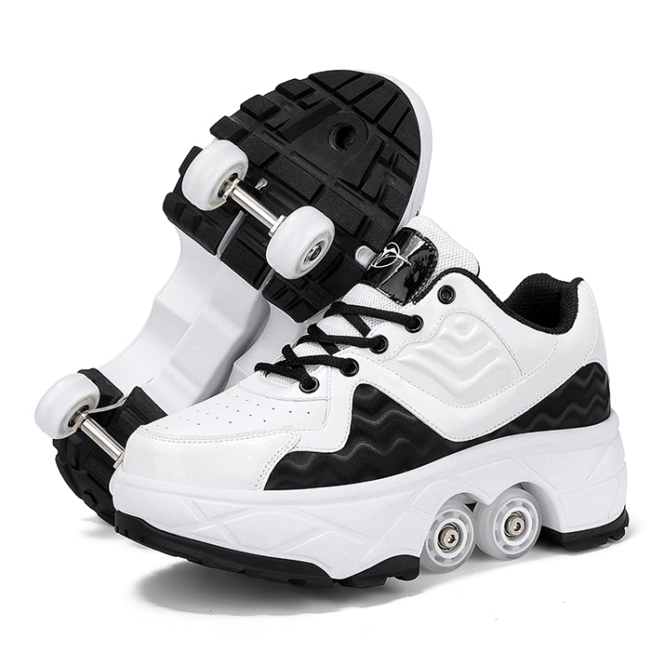 With Brakes Deformable Four-wheel Retractable Double-row Dual-purpose Roller Skates, Series 1